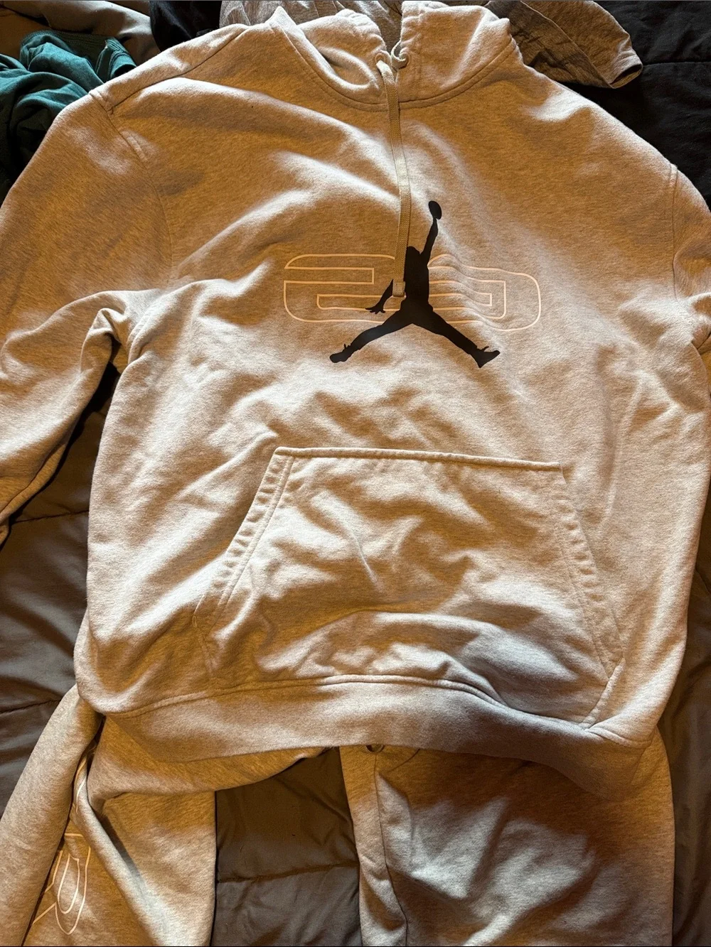 Jordan Light Gray Logo Joggers with Black Jumpman